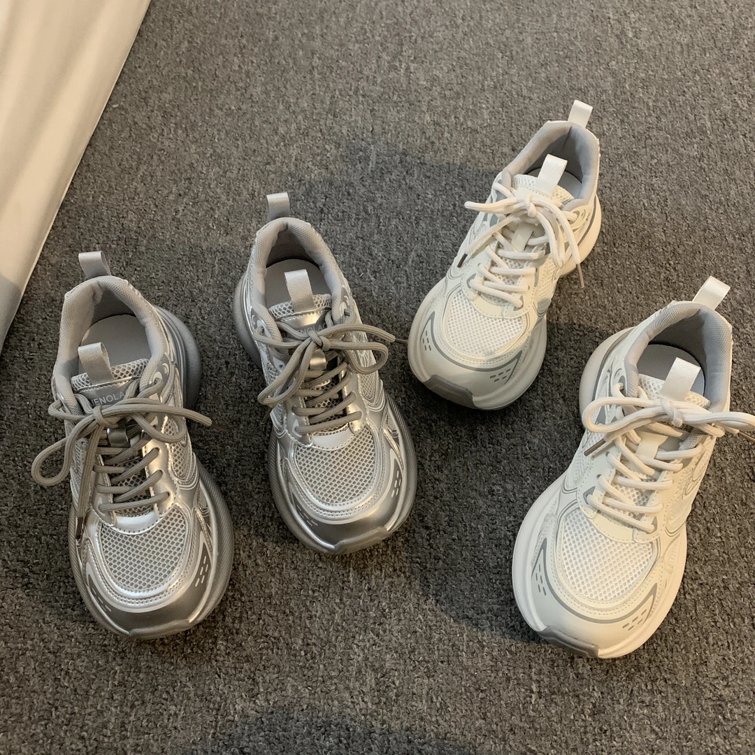 贾不假老爹鞋女款2025新款春季小个子显高厚底百搭透气运动休闲鞋