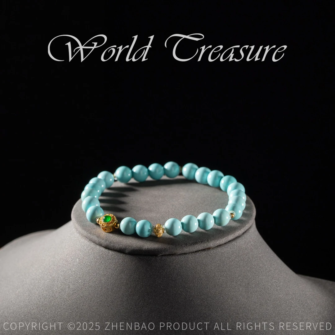 【世间臻宝】18K绿松石圆珠DIY手串/JS419/多样性发一件/16#/6m+/4