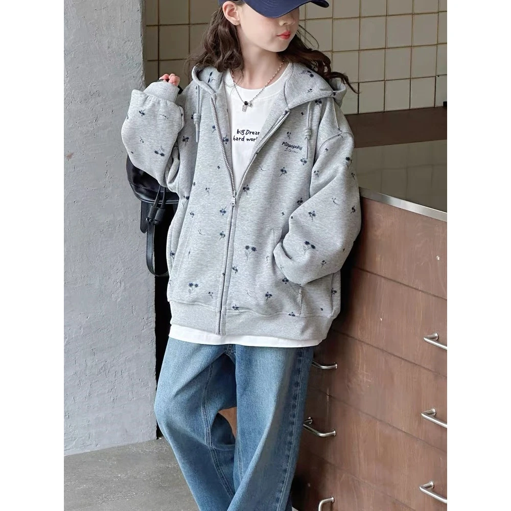 【现货】2025秋韩版东大门碎花满印连帽女童外套 D776 776 P