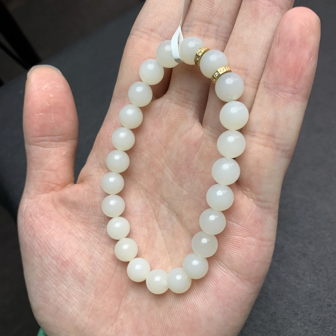 新疆和田玉于田料手串 卡8 CJ13