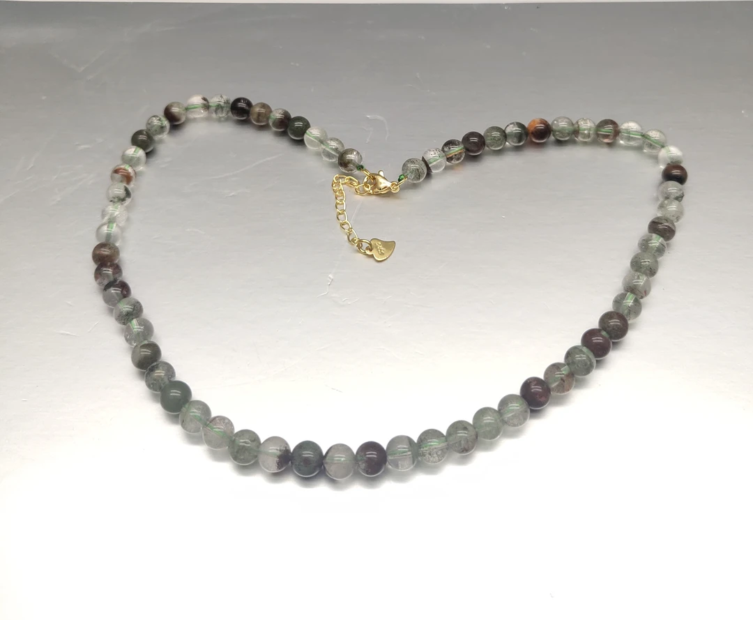 艺品堂  6mm绿幽灵项链  圆珠项链达人