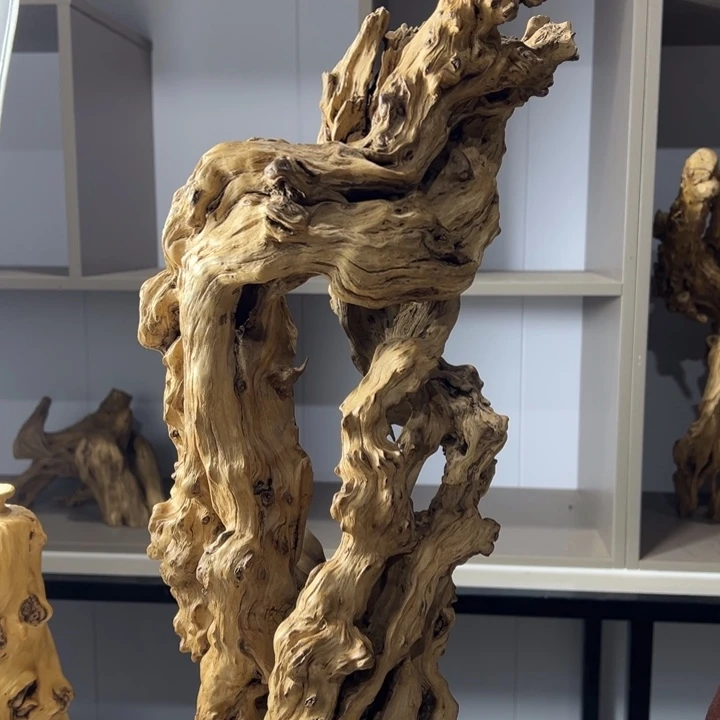 木石榴木风化镂空摆件