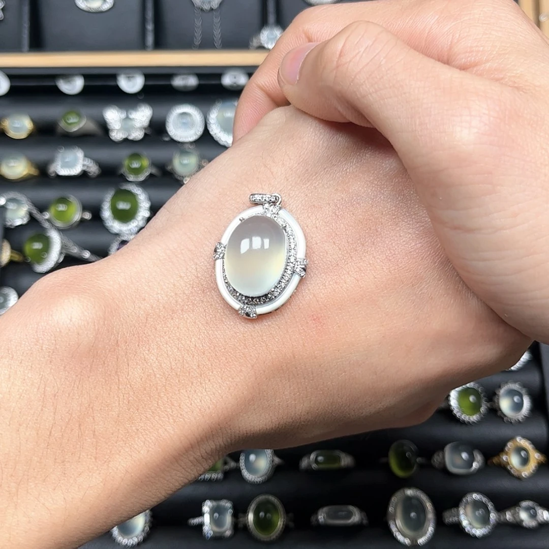 【闪购商品】岫玉颈饰银S925镶嵌七*