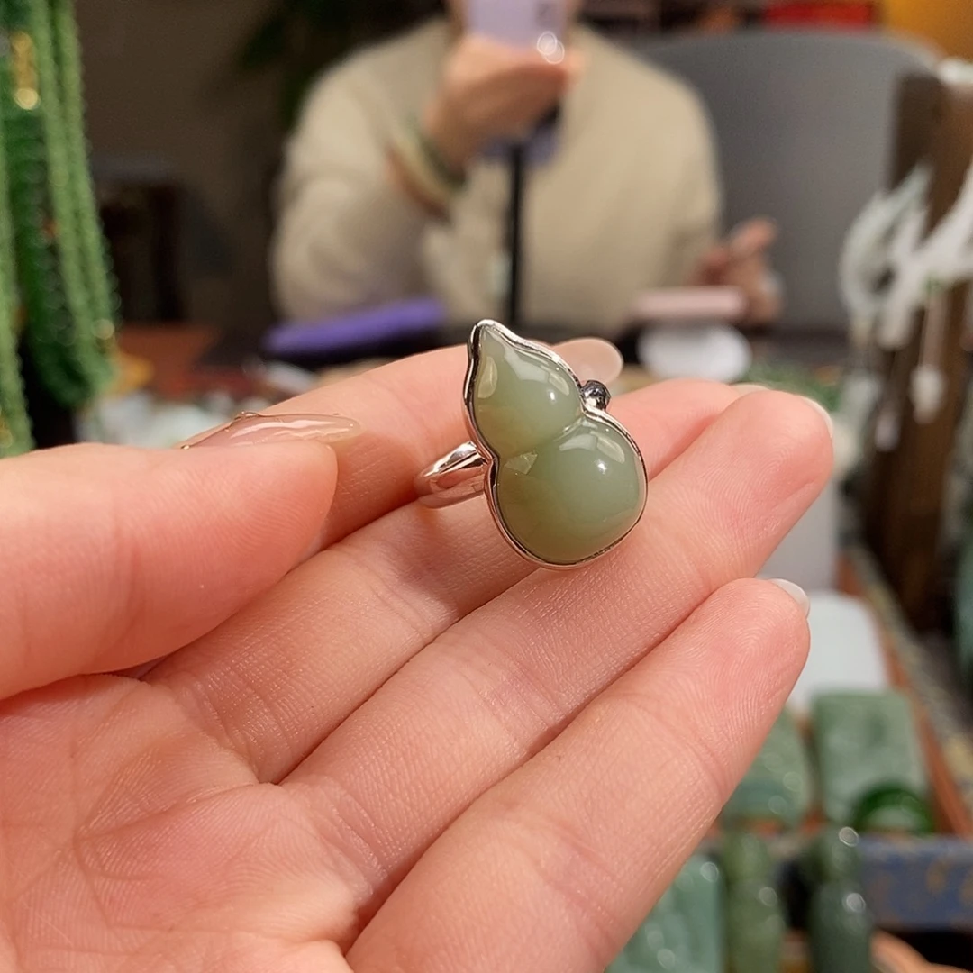 和田玉银S925镶嵌吊坠(不含链)戒指