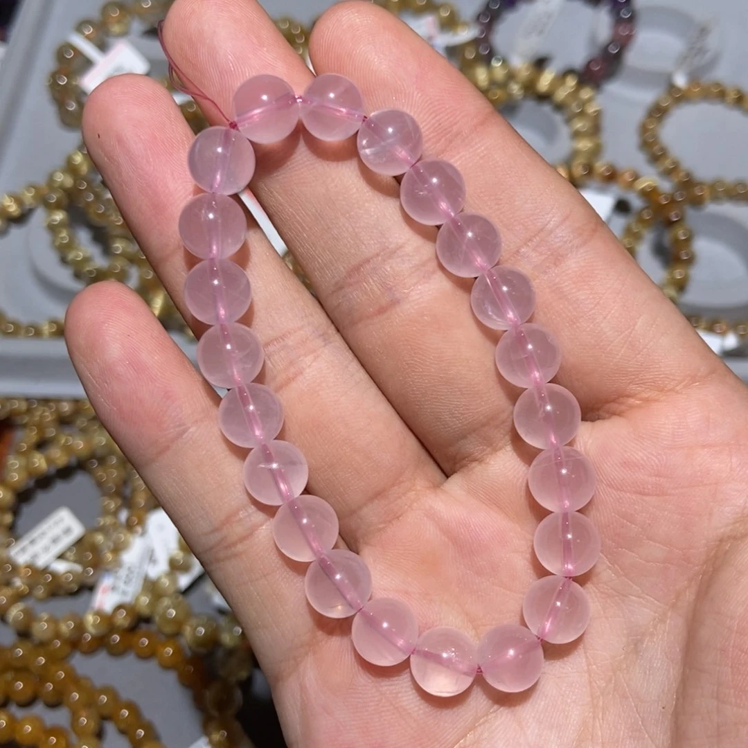 未镶嵌手链水晶粉水晶8m