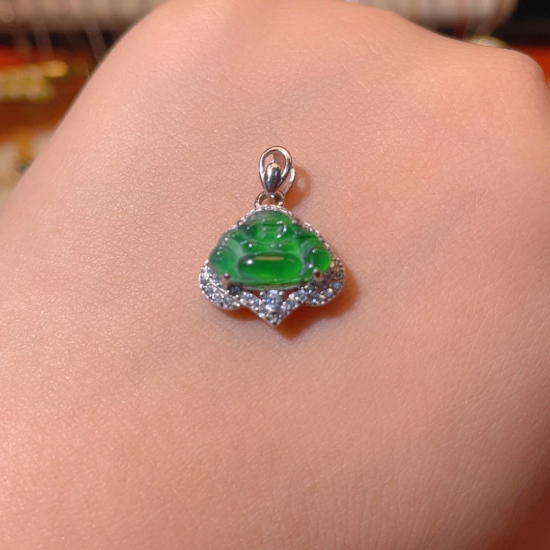 翡翠银S925镶嵌吊坠(不含链)