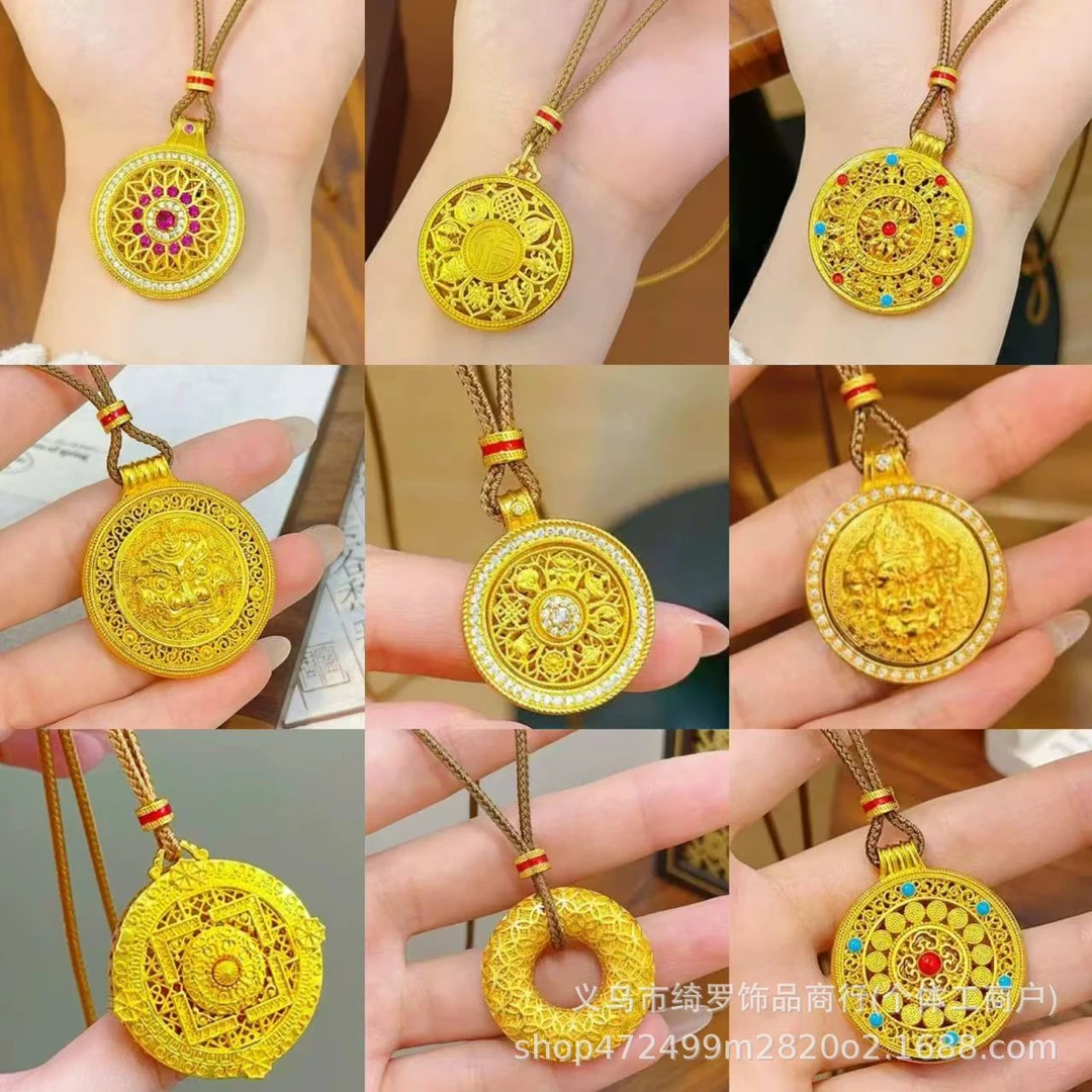 铜珐琅项链 铜项链貔貅八宝罗盘如意绳项链