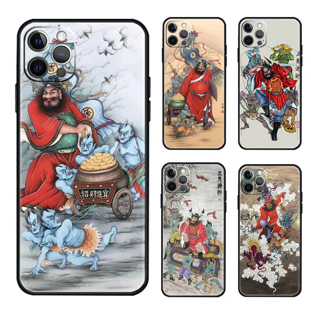 道家钟馗五贵运财手机壳适用苹果小米VIVO华为OPPO招财进财中国风