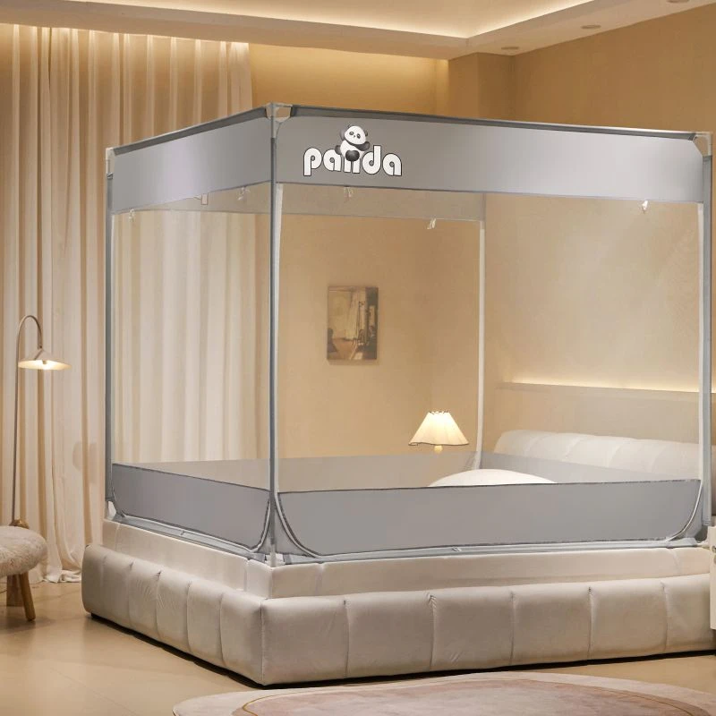 【1.8*2.2全底防摔】简约拼接烤漆支架三开门坐床防摔蚊帐