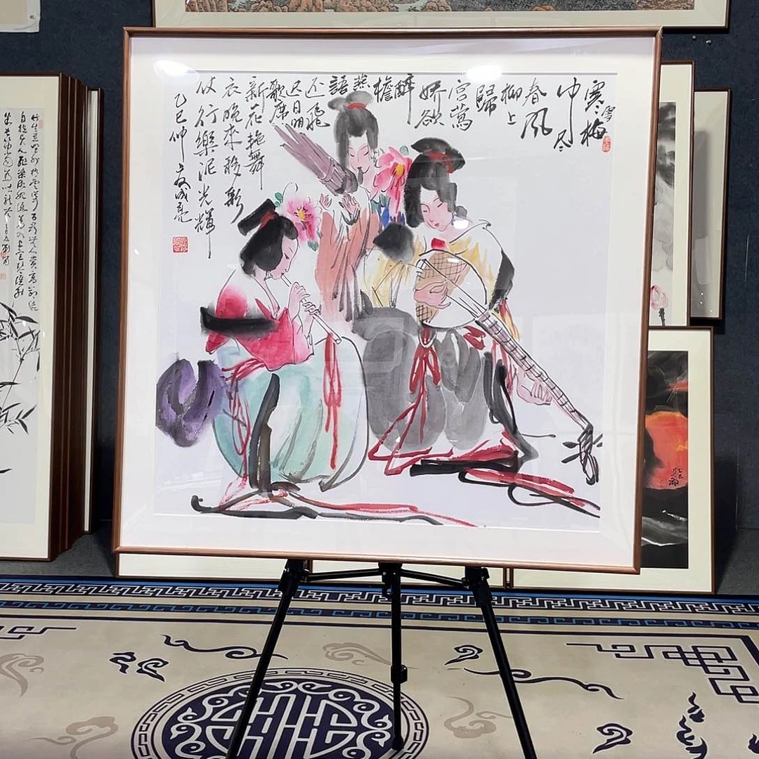国画手绘画作品带框