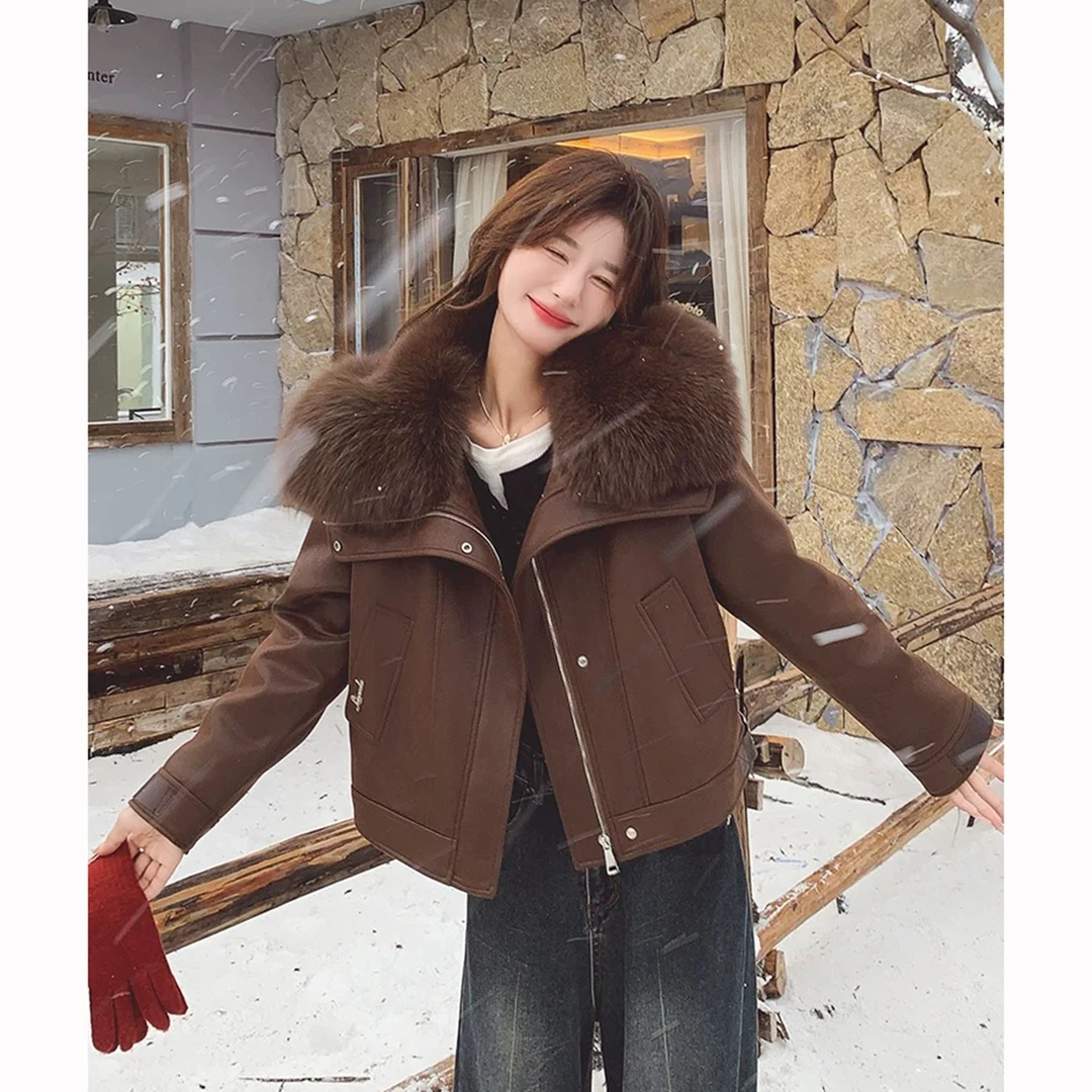 【小洪欣专属】咖色短款真狐狸毛领90鹅绒冬季2025新款外套
