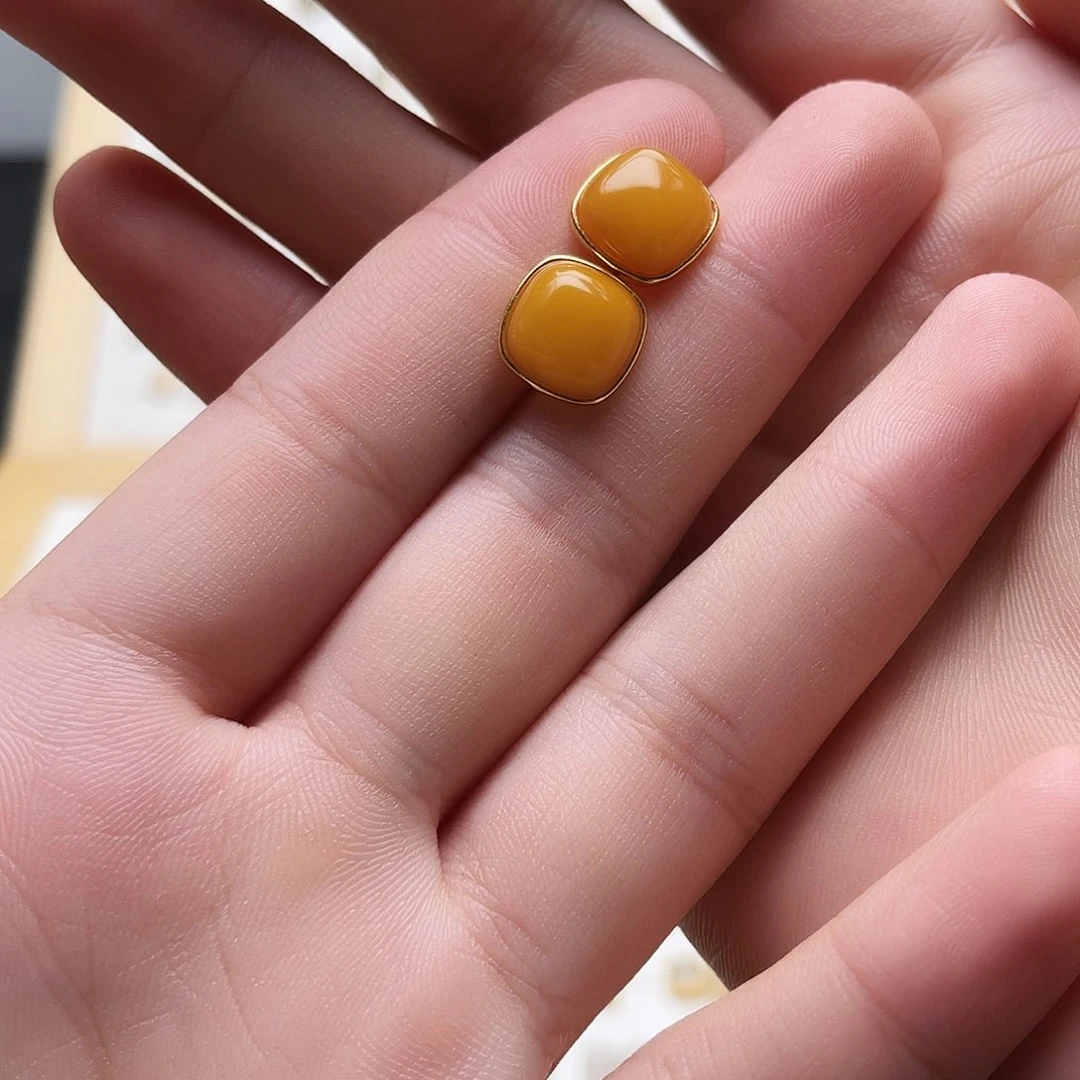 银S925镶嵌和田玉耳饰