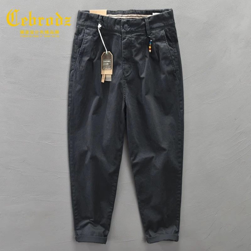 法国Cebrodz春夏长裤男工装直筒宽松潮牌质感弹力阔腿百搭棉裤子