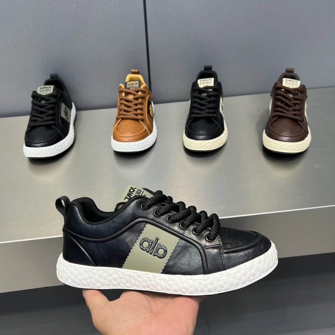 派66-338秋季新款韩版低帮男鞋皮面舒适百搭休闲鞋男士板鞋