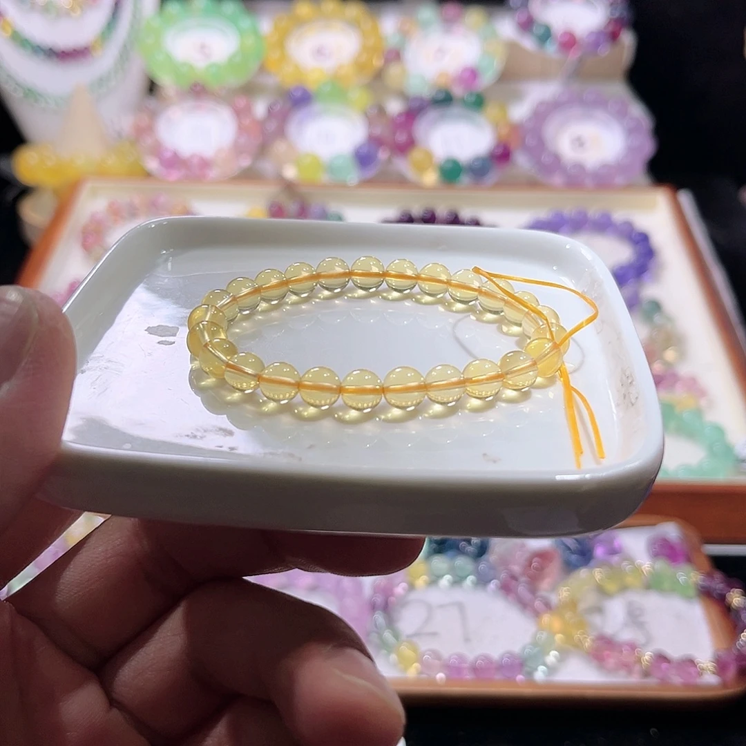 未镶嵌手链萤石金黄色7加