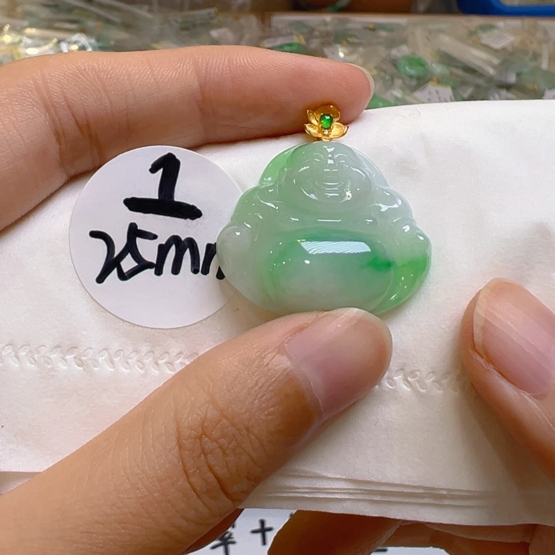 吊坠(不含链)18K金镶嵌翡翠