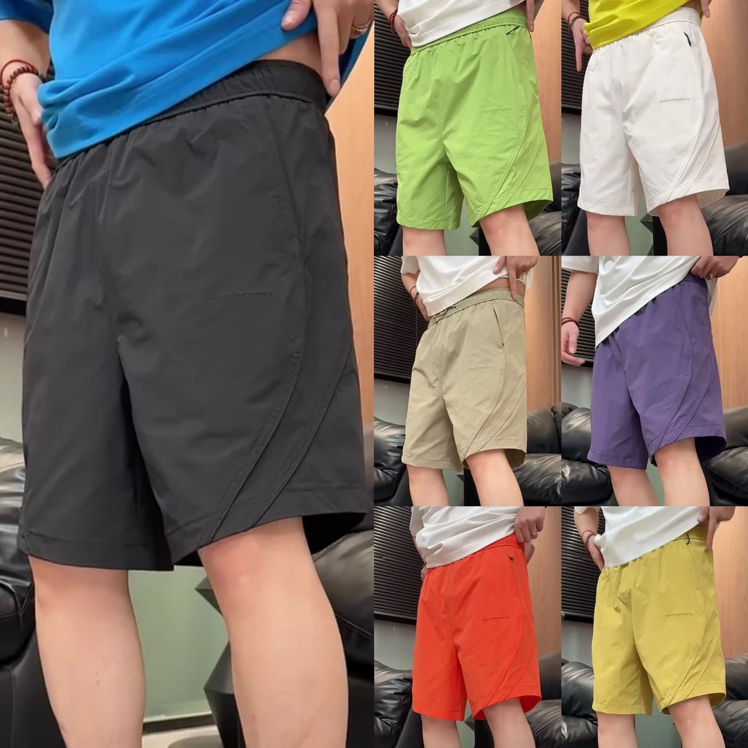 轻奢欧货字母男士短裤夏季高街痞帅纯色五分裤简约薄款速干运动裤