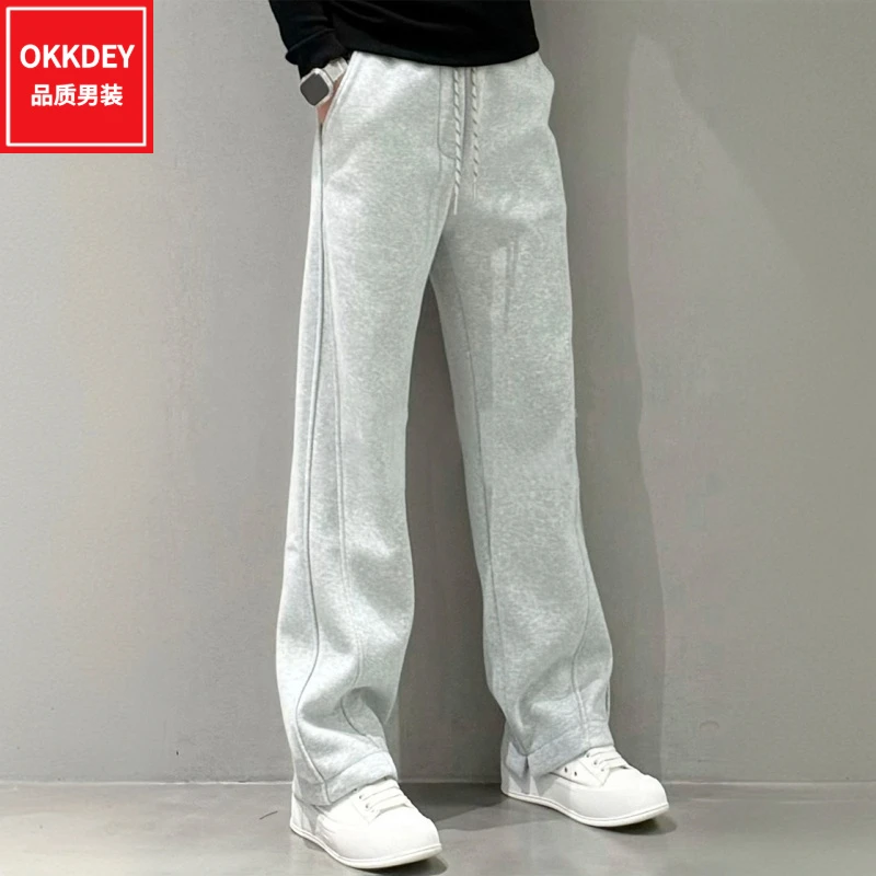 okkdey秋冬新款男士休闲裤潮流百搭阔腿裤高品质时尚修身直筒卫裤