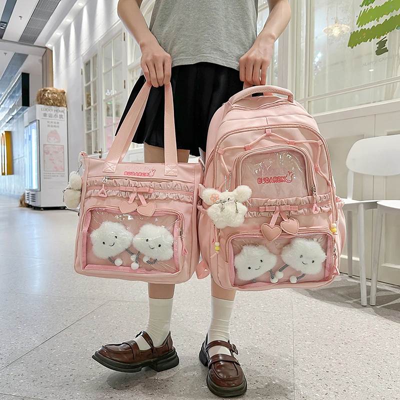 高颜值吧唧痛包书包女生高中初中生轻便可爱小学生大学生双肩包女