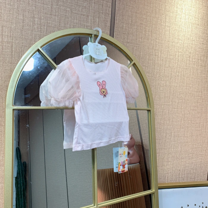 AF429     宝宝粉色泡泡袖娃娃衫    夏款