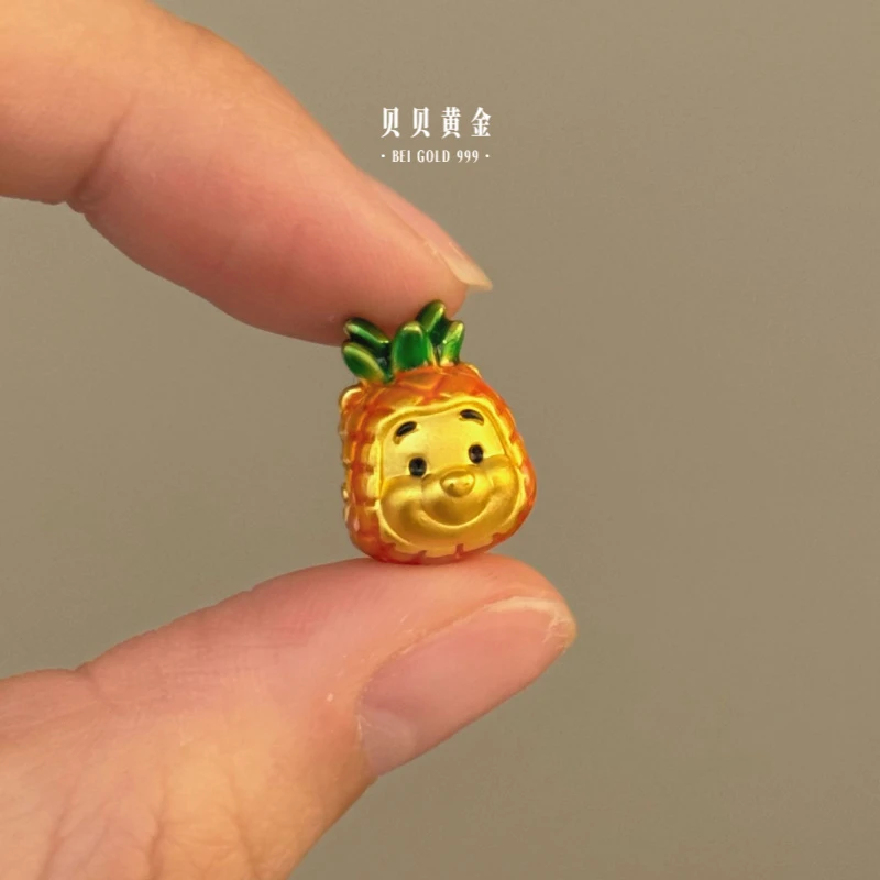 贝贝黄金 足金999 菠萝头噗噗 维尼熊 珐琅彩 转运珠 103