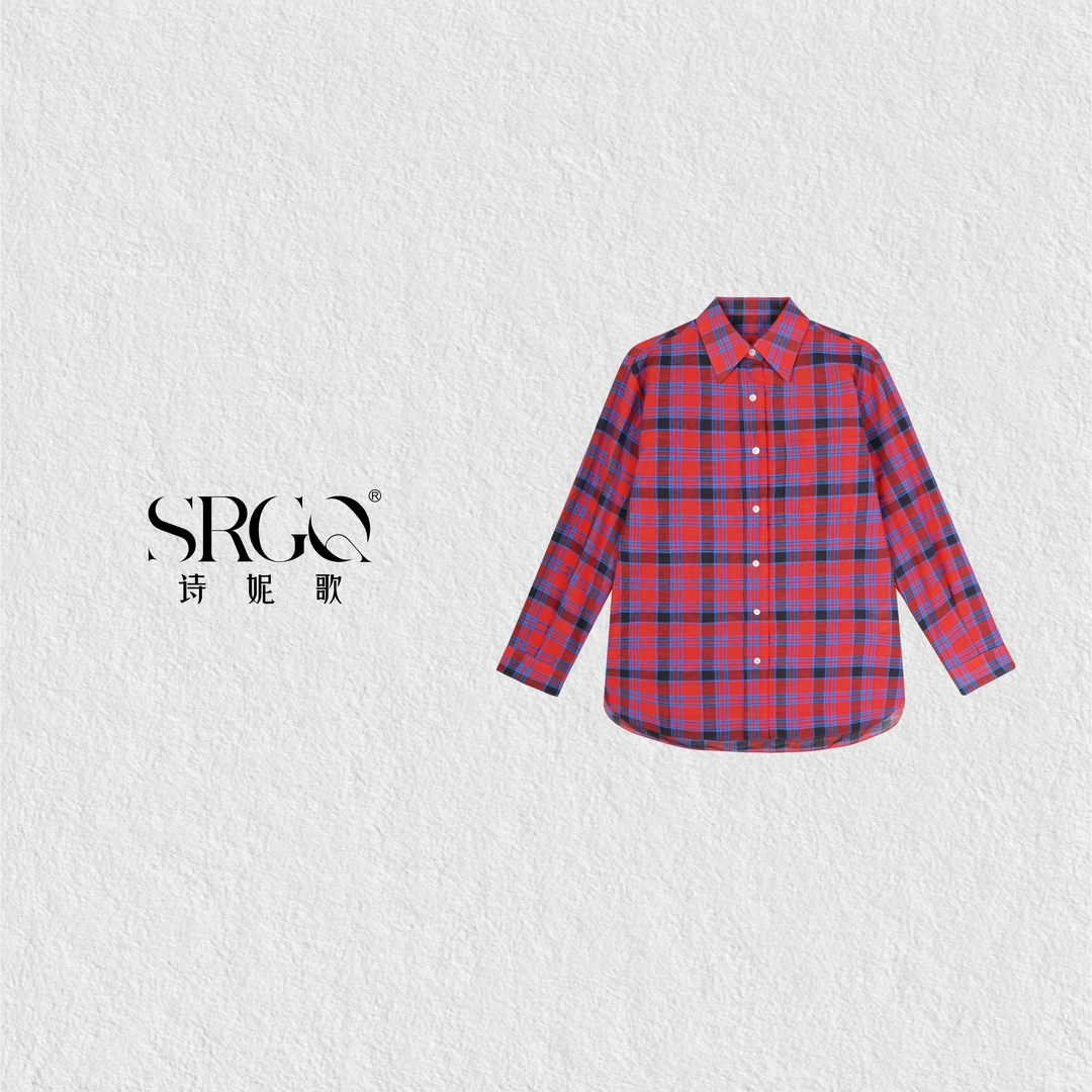 诗妮歌 | 冰感棉 红蓝格衬衫极简天花板复古休闲百搭款