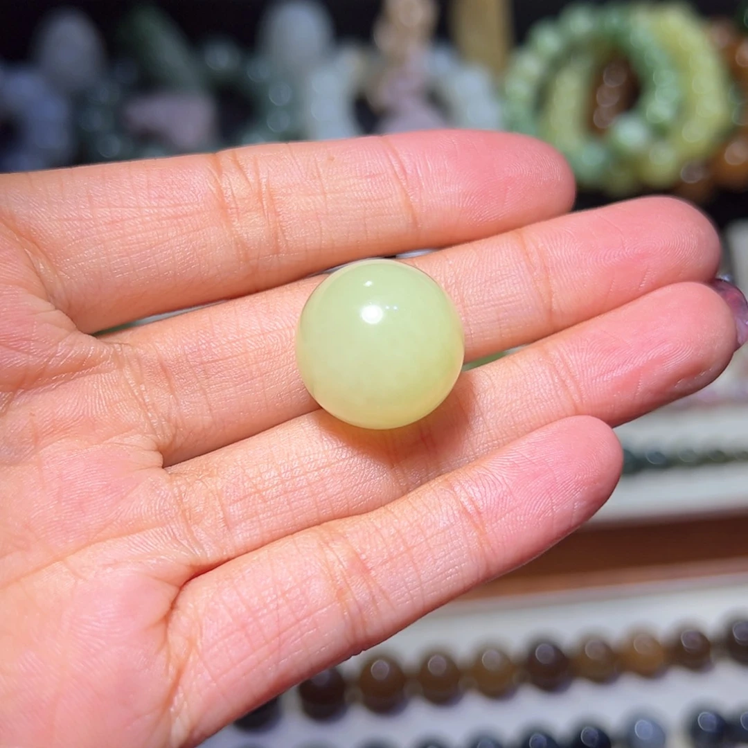 【闪购商品】和田玉单珠未镶嵌张*贺正黄口18mm