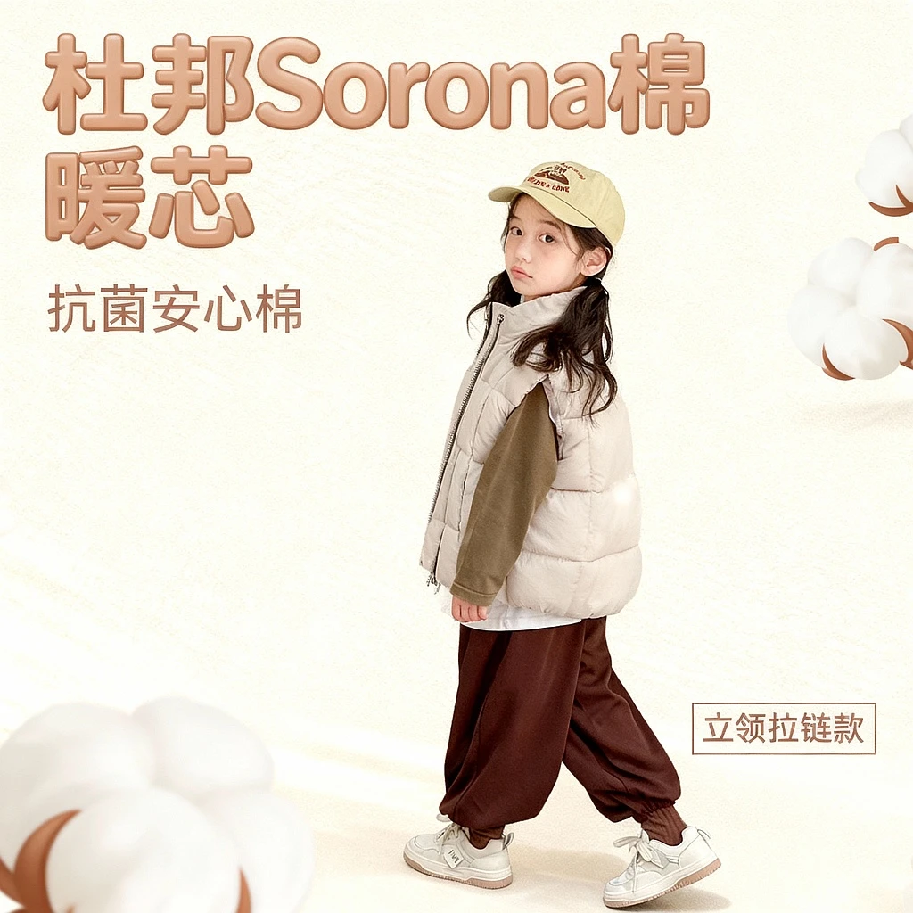 儿童棉马甲男冬季背心女童保暖马甲立领宝宝秋冬洋气外穿