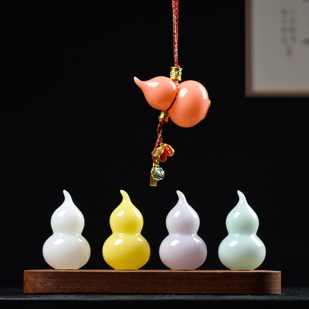 七彩小葫芦璞玉陶瓷摆件创意中式桌面装饰茶台茶宠茶具配件小礼品