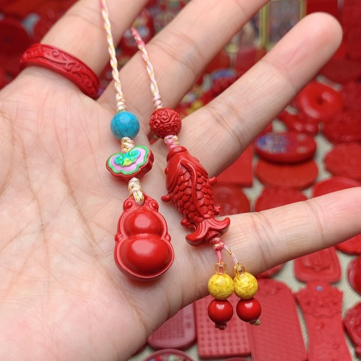 天然辰砂工艺品朱砂手机坠