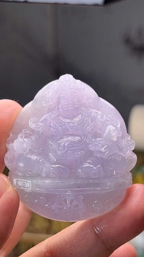 【藏盛好物】天然缅甸翡翠冰淡紫黄财神毛货买断需抛光尺寸51-46-13