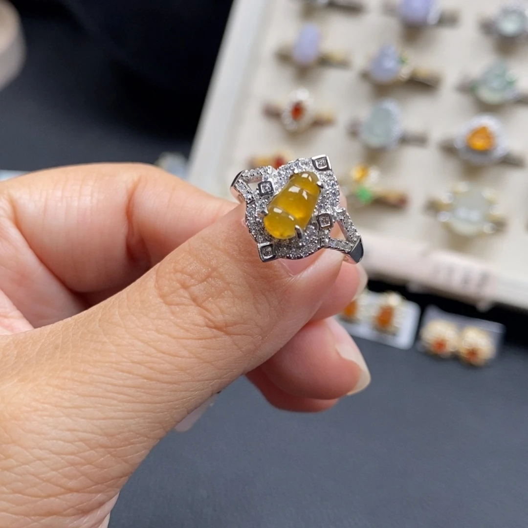 翡翠银S925镶嵌戒指