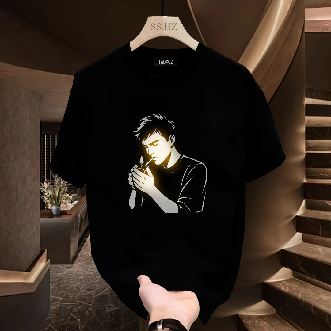 短袖t爆款重磅休闲透气恤废土风圆领百搭半袖纯棉体T恤男士男生