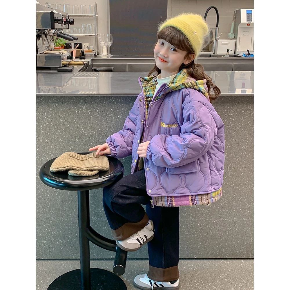巴拉优选女童加绒外套秋冬款2025新款洋气儿童冬装棉衣夹