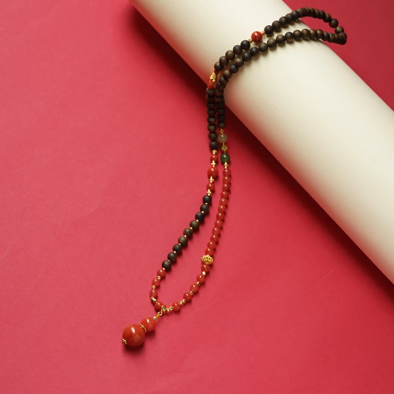 沉香【喜乐经年】奇楠沉香0.5南红项链