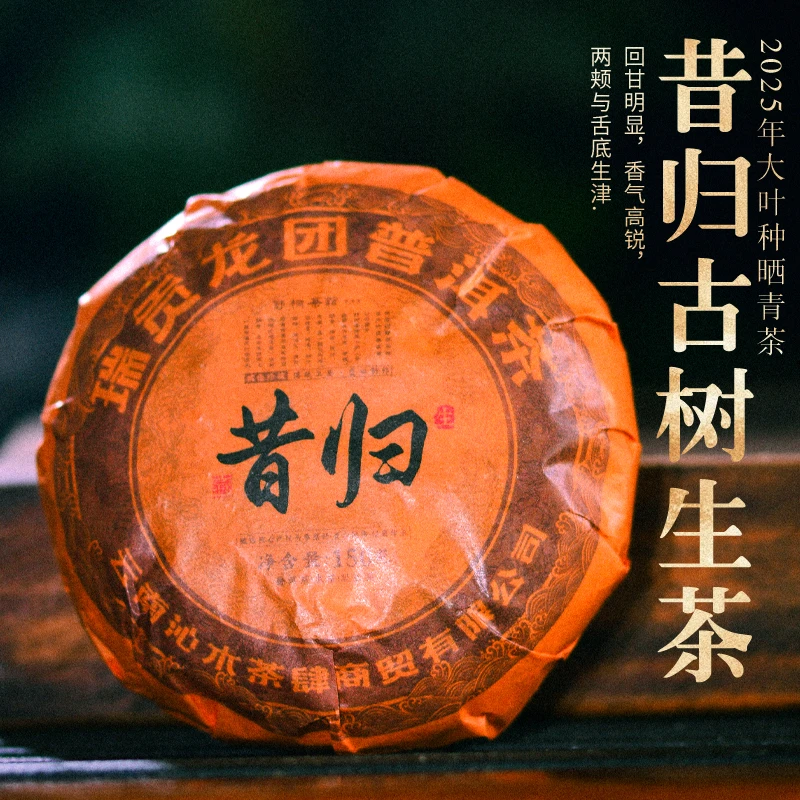 舒桐茶馆2025年昔归古树黄金叶生茶龙团150克普洱茶叶