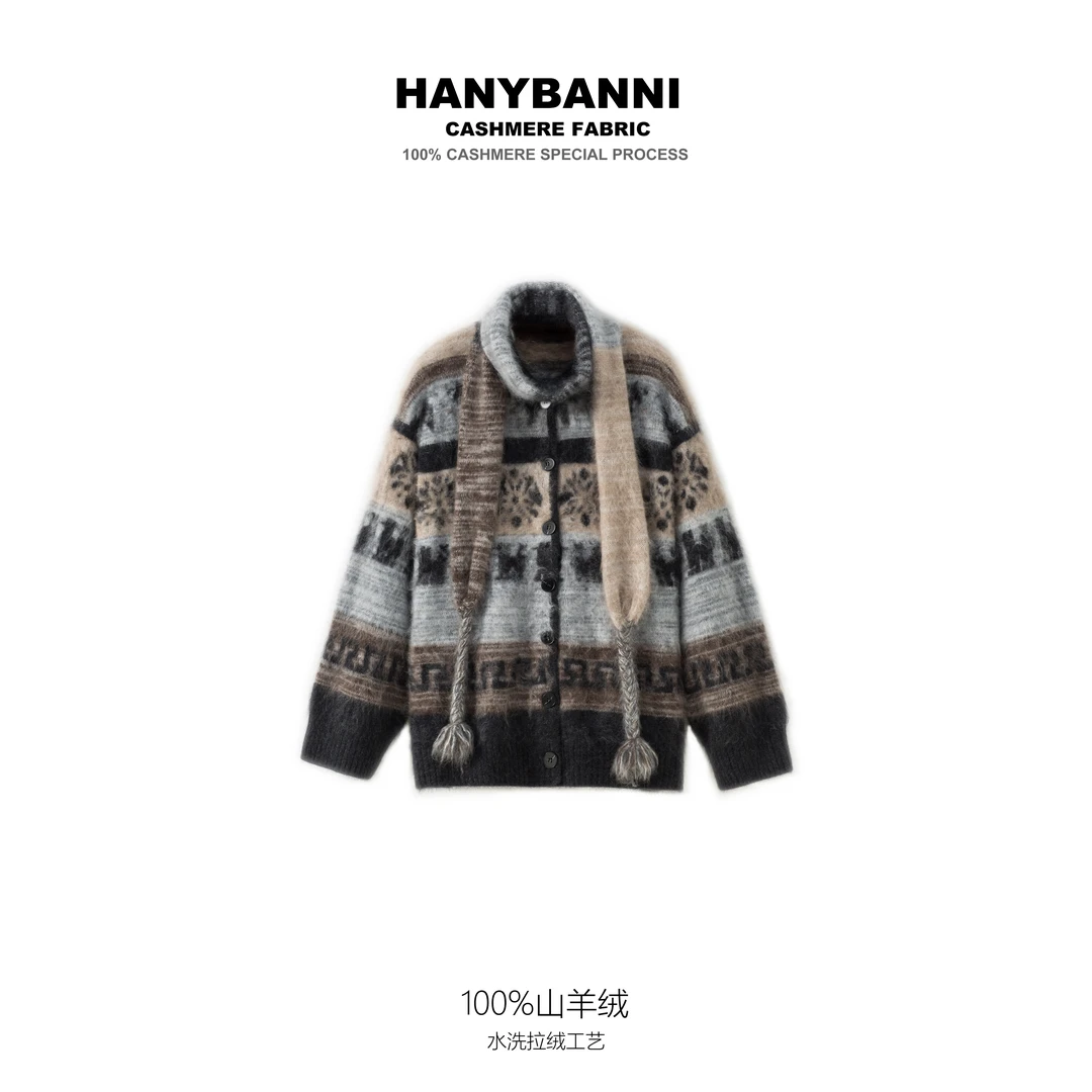 【流浪诗人】100山羊绒拉绒 冬季新款游牧风小众复古雪花外套SYR610