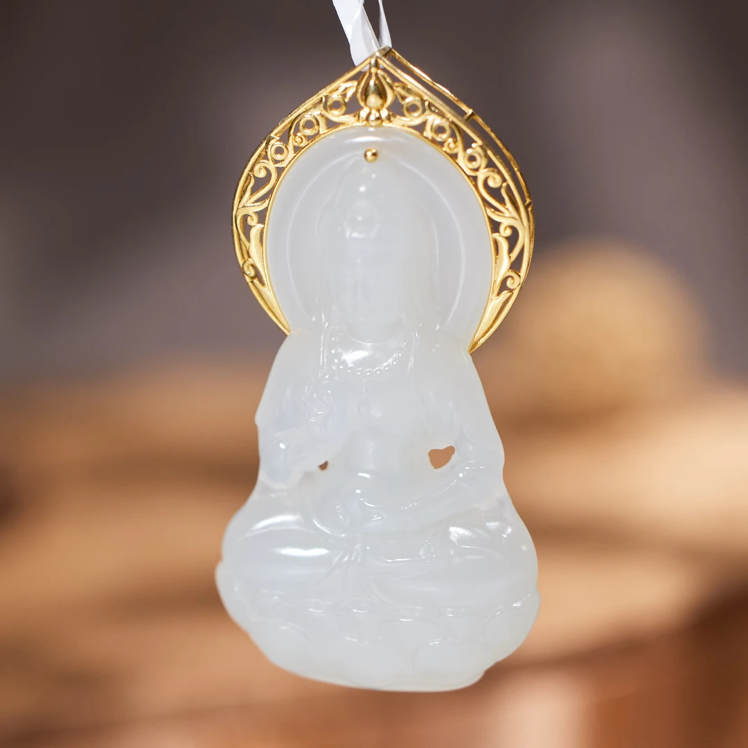 【歪歪】（二）和田玉吊坠*18K金镶嵌*N4237