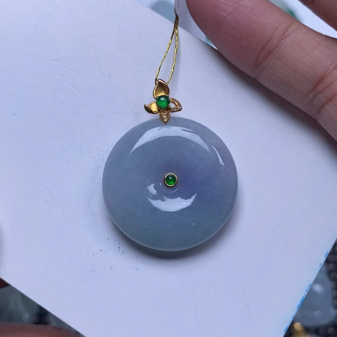 颈饰18K金镶嵌翡翠平安扣