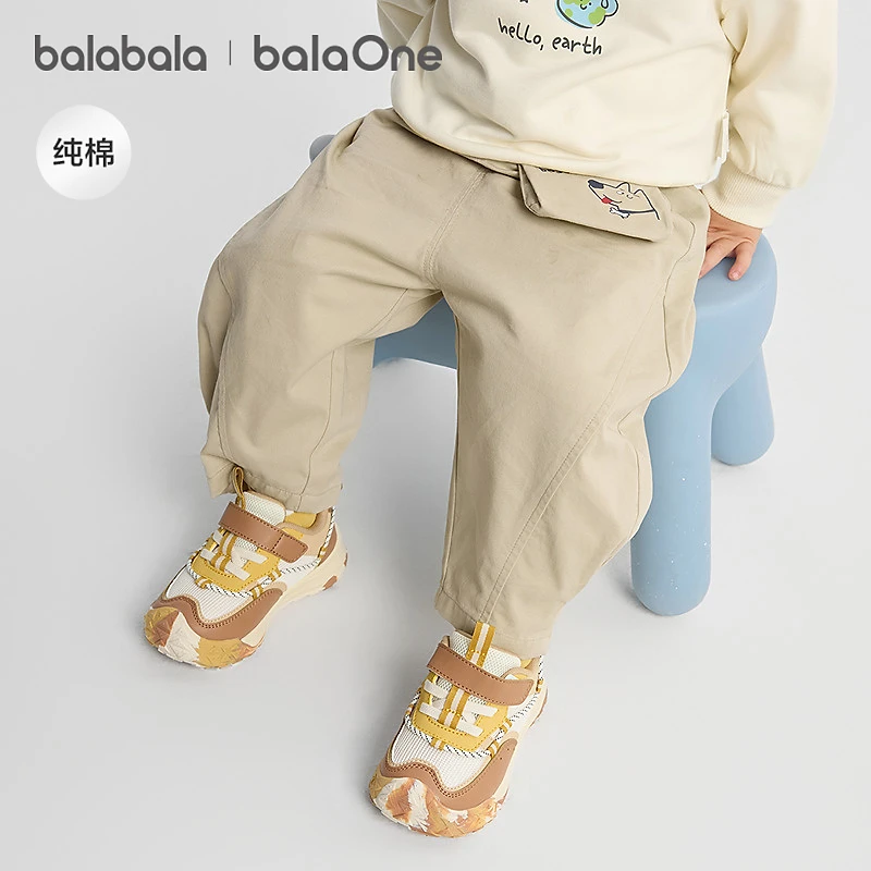 【balaOne】巴拉巴拉宝宝长裤纯棉香蕉裤男童女童2025秋新款工装裤