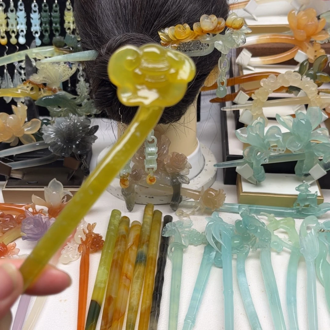 未镶嵌蛇纹石玉发簪