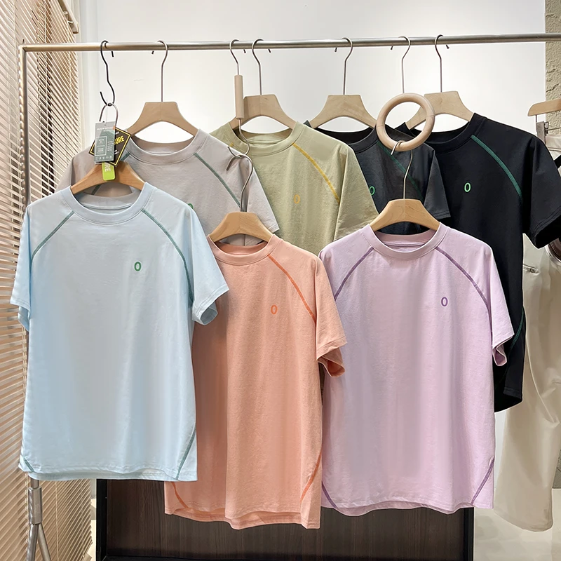 山系男女同款运动透气插肩短袖T恤户外运动休闲速干长袖T 7592