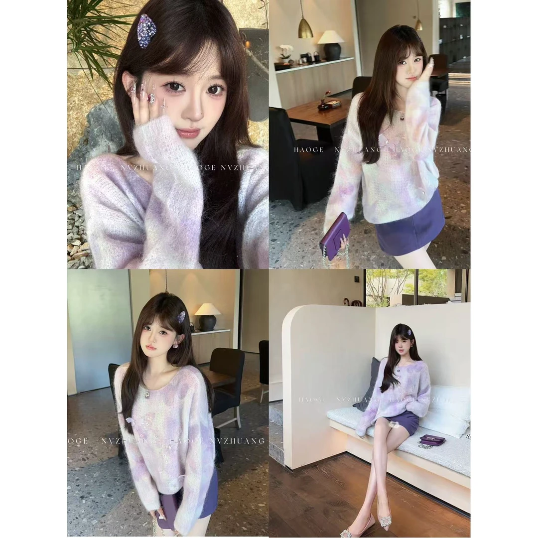 枝枝LIN●「浪漫满屋」HGQ5MY3007A毛衣预慵懒风套头设计感圆领
