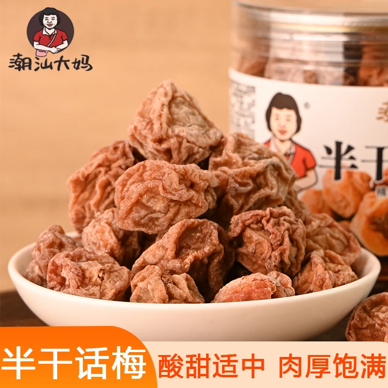 半干话梅蜜饯潮汕特产酸咸甜泡水湿梅办公零食九制话梅干