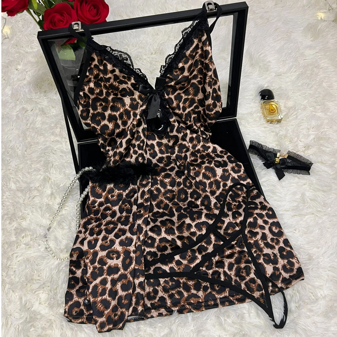 时尚性感女士豹纹内衣睡衣睡裙气质