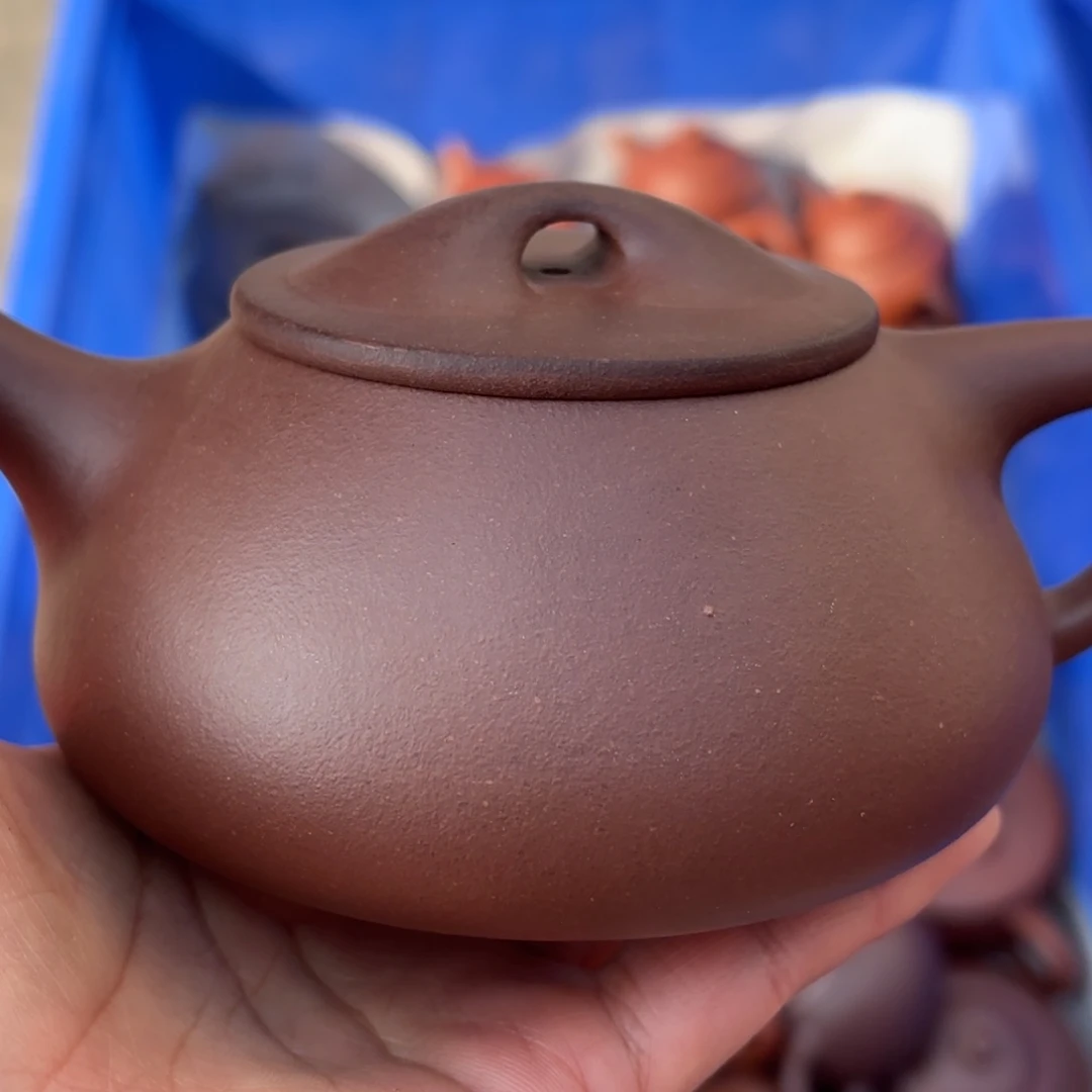 紫砂茶壶老***基紫泥景舟微瑕300cc