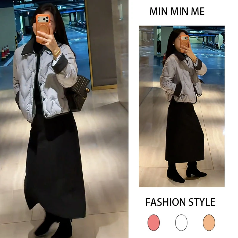 设计感韩版法式气质百搭棉服2025秋冬季新款时尚休闲半身裙两件套