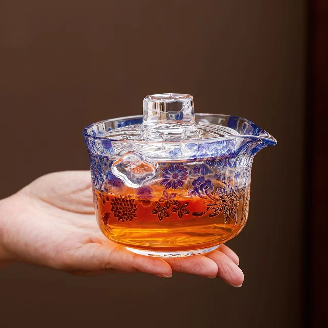 蓝绣球手抓壶国风透明手工家用1211[直播专享]