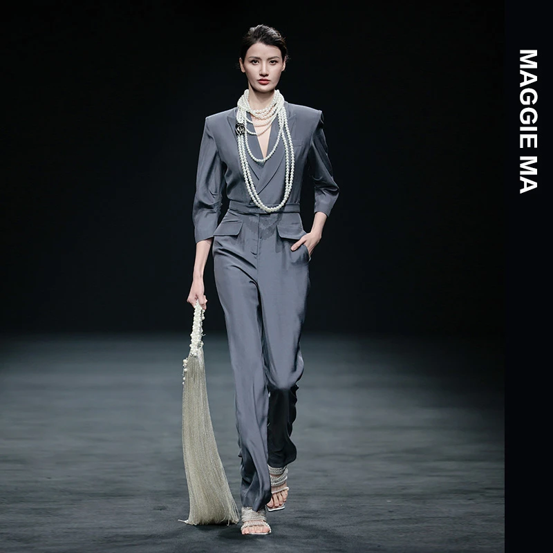 MAGGIE MA马婧设计师款经典优雅干练气质通勤职场风连体裤女138P