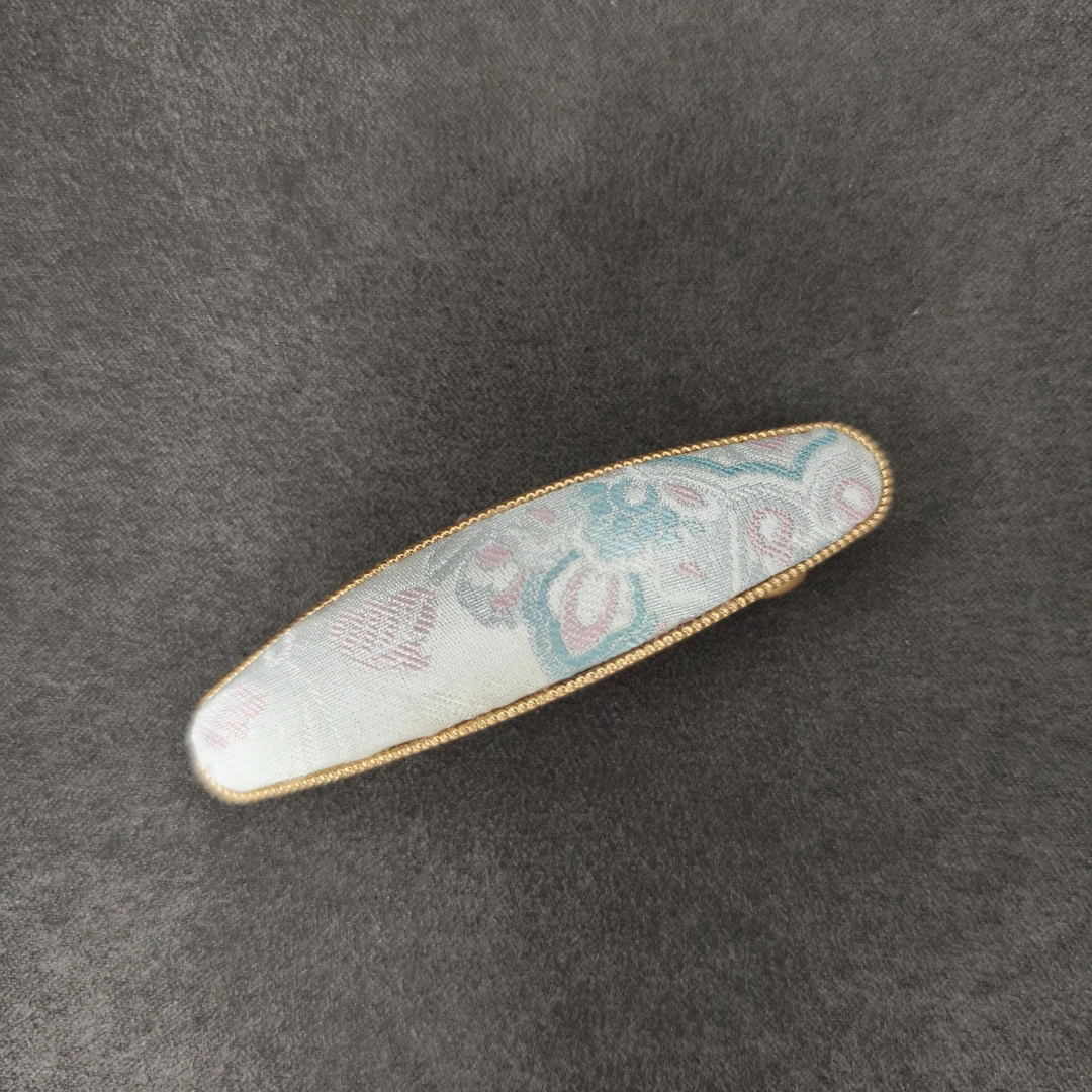 【橙庐】112469原创新中式宝相花宋锦弧形发夹 花色随机复古中国风